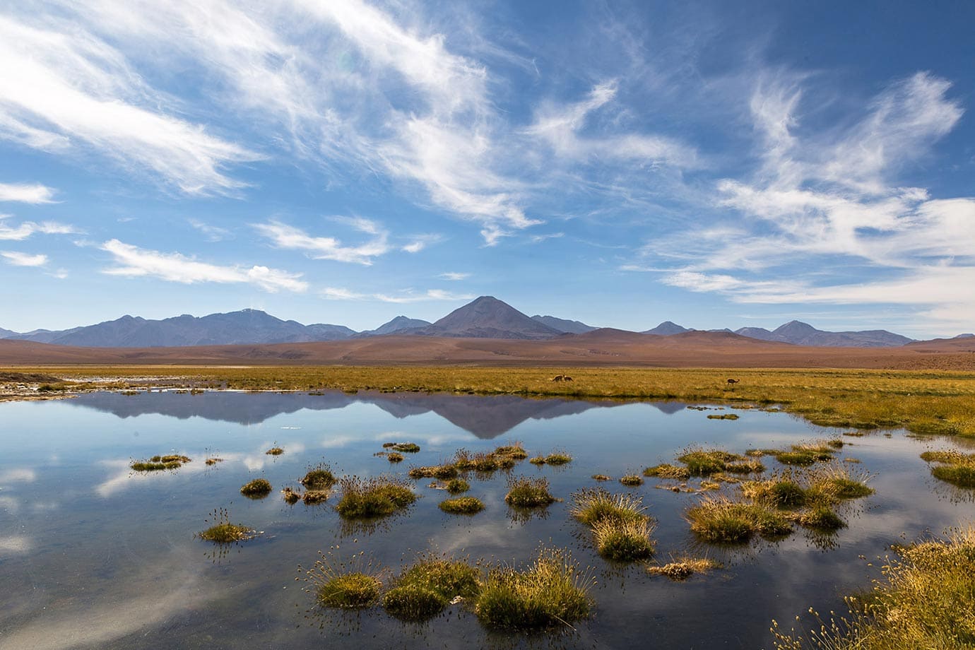 阿塔卡马沙漠的湖泊和山脉